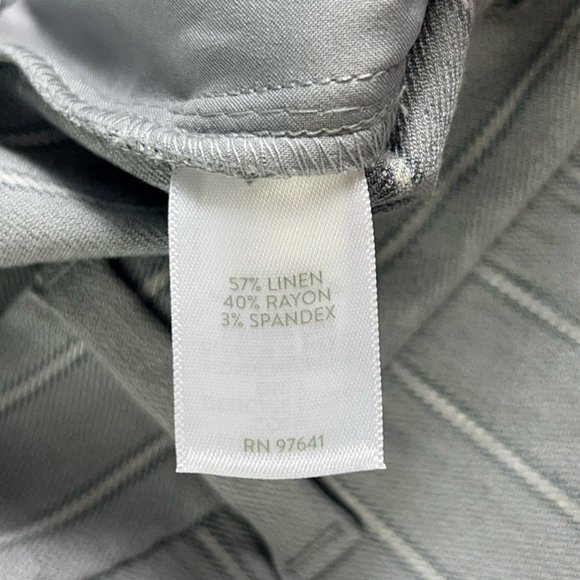 J. Jill Womens Linen Stretch Cropped Pants Gray Stripe High Rise Pockets 14 New - Picture 9 of 12